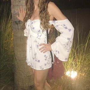 White floral long sleeve romper